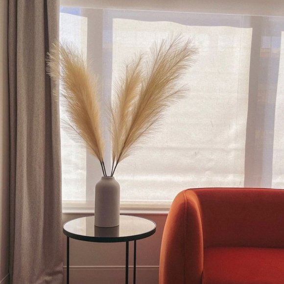 Cream Faux Pampas Grass Tall Boho Decor bundle of 3 43” tall - Picture 6 of 9